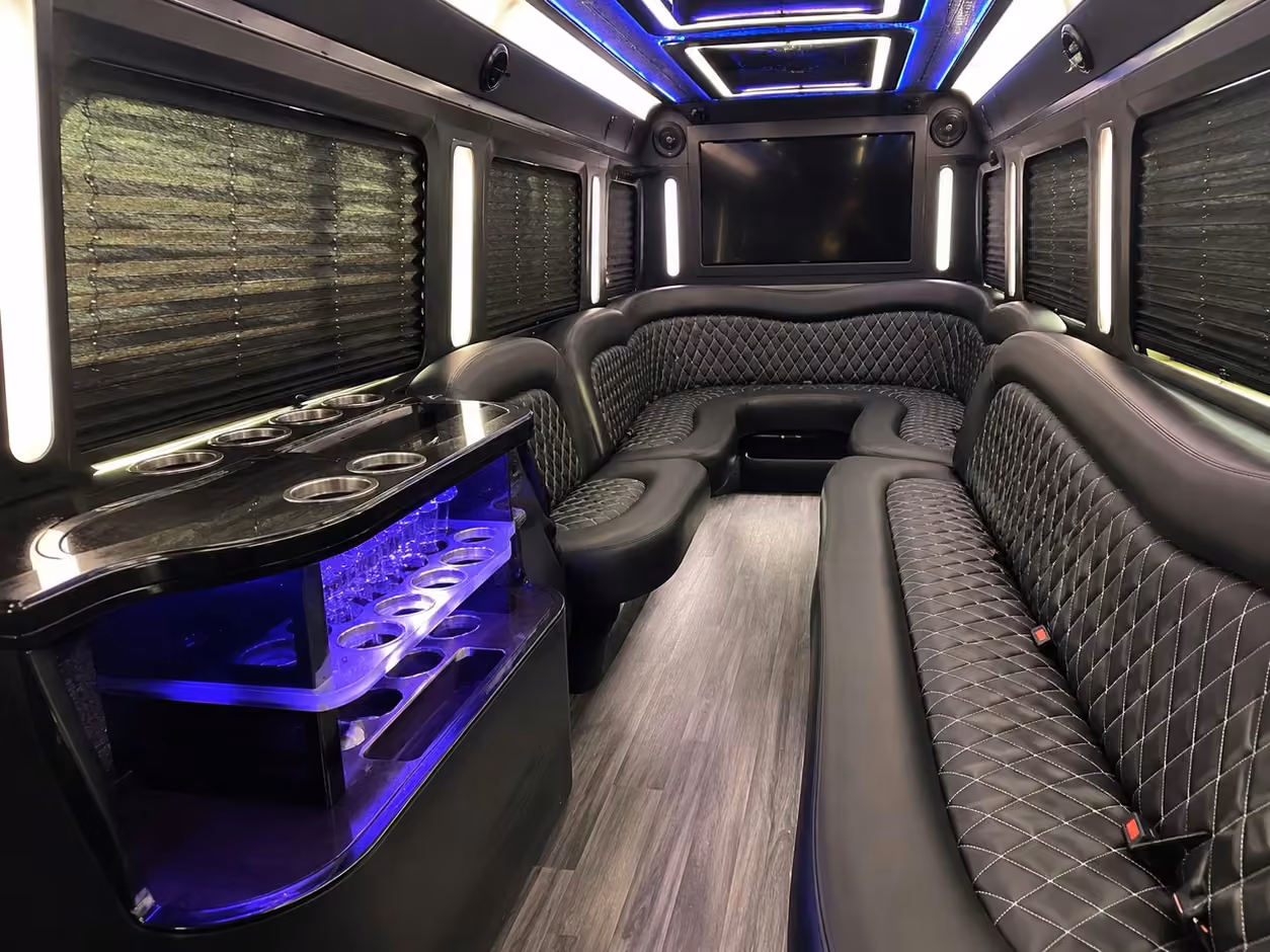 18 passenger party bus inside