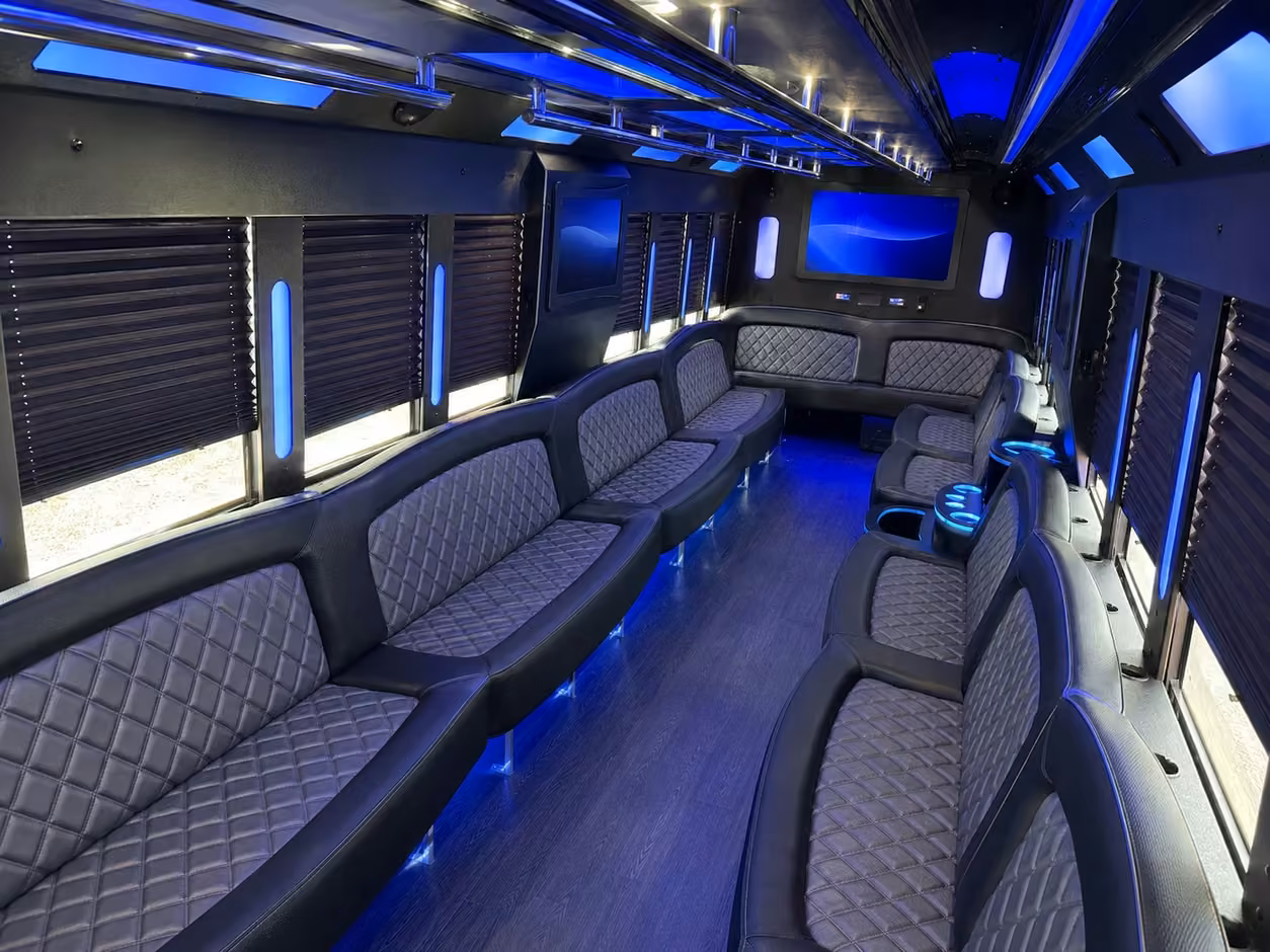 20 passenger party bus inside