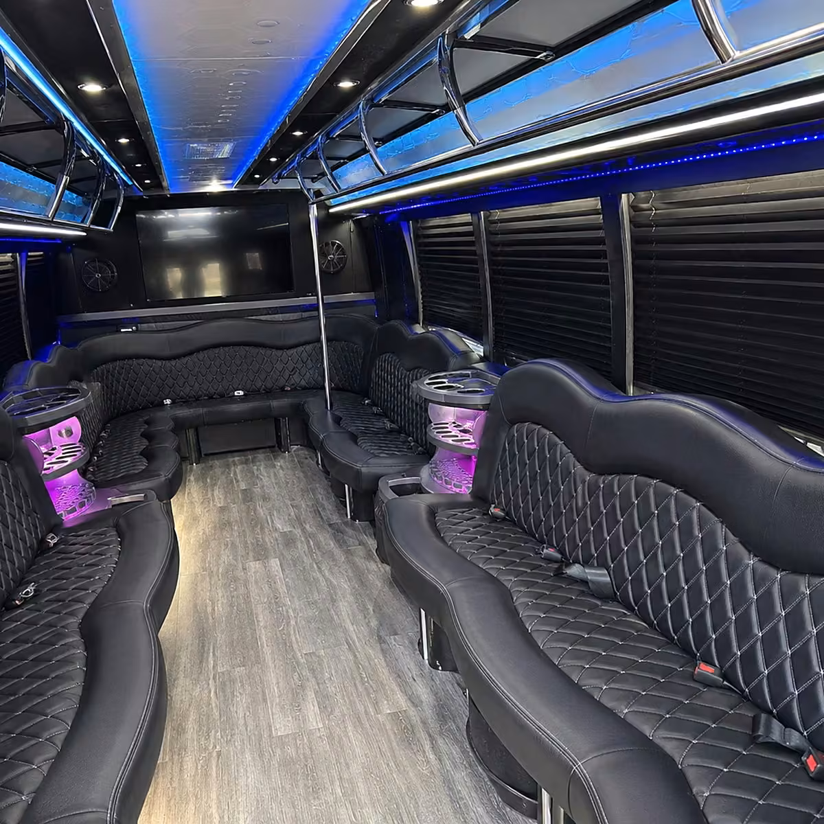 28 passenger party bus inside