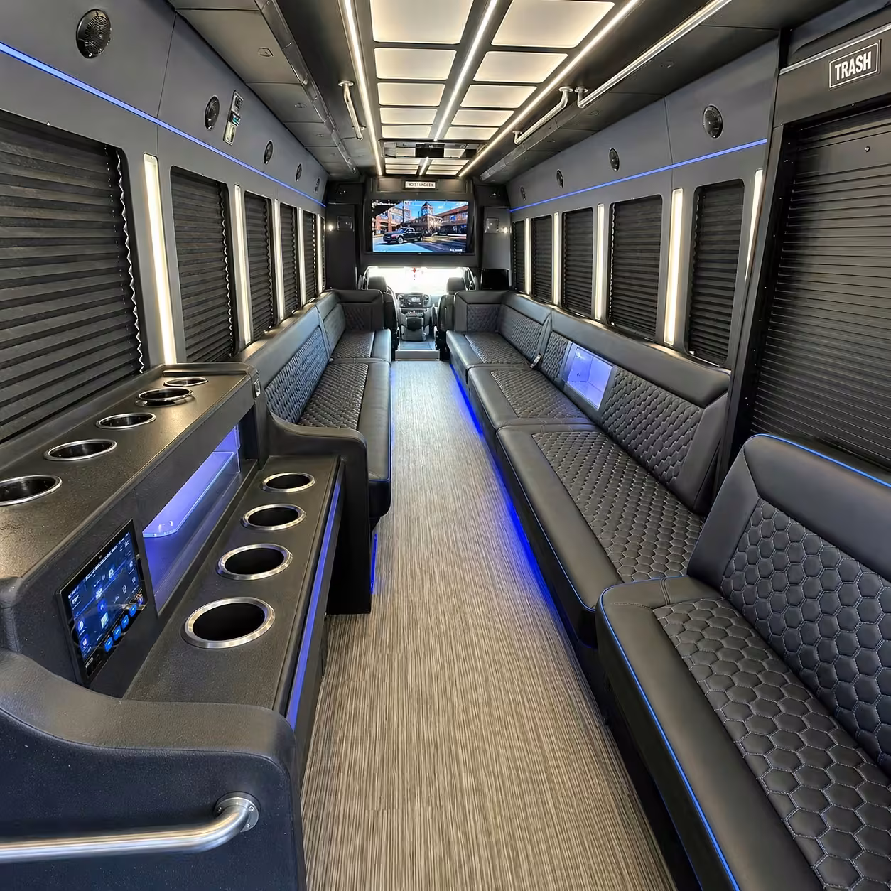 50 passenger party bus inside